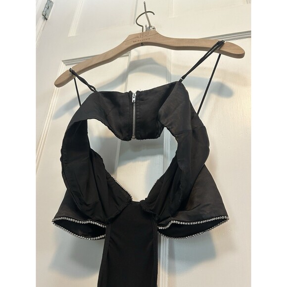 HELLO MOLLY Satin Bow Maxi Dress ‘All the Likes’ Black Size M Wedding Rhinestone - Picture 12 of 14